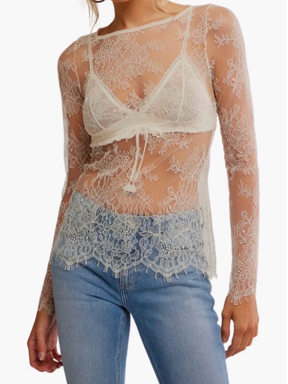 Free People long Lace Layering top